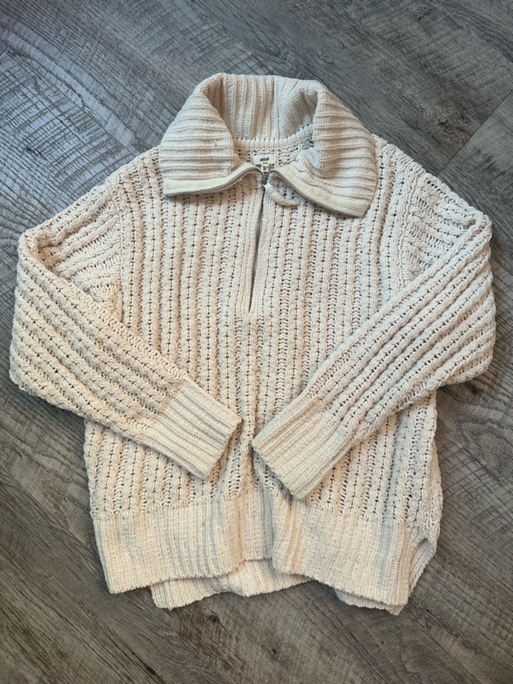aerie Cream Cable-Knit Half-Zip Pullover